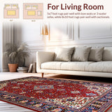Ultra Soft Area Rug, Non Slip, Stain Resistant, Washable Area Rugs for Living Room, Bedroom, Vibrant Eclectic Abstract Layout(Red)