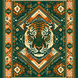 Ultra Soft Area Rug, Non Slip, Stain Resistant, Washable Area Rugs for Living Room, Bedroom, Artistic Green Jungle Vibes(Orange)