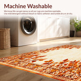 Autumn Harvest Medallion Area with Rustic Burnt Orange Leaf Design(Beige)