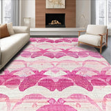 Ultra Soft Area Rug, Non Slip, Stain Resistant, Washable Area Rugs for Living Room, Bedroom, Aesthetic Scalloped Bow Rug with Graceful Loops and Soft Pink(Pink)