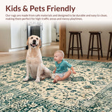 Ultra Soft Area Rug, Non Slip, Stain Resistant, Washable Area Rugs for Living Room, Bedroom, Rustic Floral Geometric Fusion(Beige)