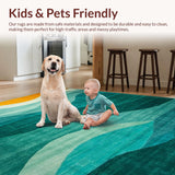 Ultra Soft Area Rug, Non Slip, Stain Resistant, Washable Area Rugs for Living Room, Bedroom, Artistic Multicolor Geometric Expression(Blue)