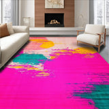Ultra Soft Area Rug, Non Slip, Stain Resistant, Washable Area Rugs for Living Room, Bedroom, Radiant Contemporary Gradient Patterns(Pink)