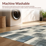 Ultra Soft Area Rug, Non Slip, Stain Resistant, Washable Area Rugs for Living Room, Bedroom, Modern Pinstripe Echo Rug With Bold Alternating Linework Abstract Pattern(Gray)