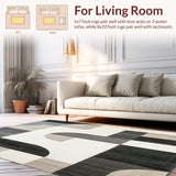 Ultra Soft Area Rug, Non Slip, Stain Resistant, Washable Area Rugs for Living Room, Bedroom, Artistic Kitchen Runner Modern Beige & Abstract Geometric Area(Gray)
