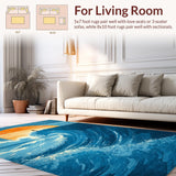 Ultra Soft Area Rug, Non Slip, Stain Resistant, Washable Area Rugs for Living Room, Bedroom, Tropical Bath Mat Surf Board Bathroom Rug Swimmer Coastal Decor(Blue)