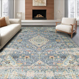 Ultra Soft Area Rug, Non Slip, Stain Resistant, Washable Area Rugs for Living Room, Bedroom, Sophisticated Low-Profile Geometric Design(Gray)