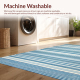 Ultra Soft Area Rug, Non Slip, Stain Resistant, Washable Area Rugs for Living Room, Bedroom, Chic Warm Earthy Stripes(Blue)