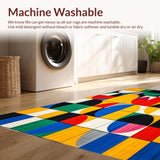 Ultra Soft Area Rug, Non Slip, Stain Resistant, Washable Area Rugs for Living Room, Bedroom, Discover Shapes Area Rug for Kids Fun Play and Learn(Yellow)