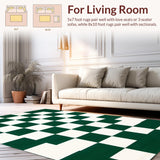 Ultra Soft Area Rug, Non Slip, Stain Resistant, Washable Area Rugs for Living Room, Bedroom, Trendy Symmetrical Green Pattern(Green)