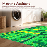 Ultra Soft Area Rug, Non Slip, Stain Resistant, Washable Area Rugs for Living Room, Bedroom, Vibrant Urban Landscape Motif(Green)