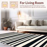 Ultra Soft Area Rug, Non Slip, Stain Resistant, Washable Area Rugs for Living Room, Bedroom, Minimalist Ivory Black Living Room Non-Slip Rug(Black)