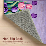 Ultra Soft Area Rug, Non Slip, Stain Resistant, Washable Area Rugs for Living Room, Bedroom, Whimsical Flower Vase Artful Touch(Purple)