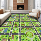 Ultra Soft Area Rug, Non Slip, Stain Resistant, Washable Area Rugs for Living Room, Bedroom, Whimsical Neighborhood Discovery Pattern(Brown)