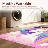 Ultra Soft Area Rug, Non Slip, Stain Resistant, Washable Area Rugs for Living Room, Bedroom, Charming Rainbow Youthful Aesthetic(White)