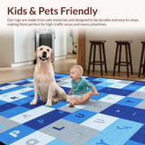 Ultra Soft Area Rug, Non Slip, Stain Resistant, Washable Area Rugs for Living Room, Bedroom, Vibrant Modern Design for Kids(Blue)