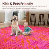 Ultra Soft Area Rug, Non Slip, Stain Resistant, Washable Area Rugs for Living Room, Bedroom, Contemporary Playful Safari Style(Pink)
