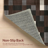 Ultra Soft Area Rug, Non Slip, Stain Resistant, Washable Area Rugs for Living Room, Bedroom, Creative Modern Patchwork Flair(Brown)