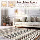 Ultra Soft Area Rug, Non Slip, Stain Resistant, Washable Area Rugs for Living Room, Bedroom, Artful Modern Earthy Composition(Gray)