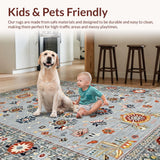 Ultra Soft Area Rug, Non Slip, Stain Resistant, Washable Area Rugs for Living Room, Bedroom, Stylish Grey Geometric Arrangement(Gray)