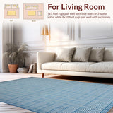 Ultra Soft Area Rug, Non Slip, Stain Resistant, Washable Area Rugs for Living Room, Bedroom, Chic Geometric Trellis Composition(Blue)
