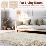 Ultra Soft Area Rug, Non Slip, Stain Resistant, Washable Area Rugs for Living Room, Bedroom, Distressed Vintage Area Faded Beige Timeless(Beige)