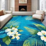 Ultra Soft Area Rug, Non Slip, Stain Resistant, Washable Area Rugs for Living Room, Bedroom, Serene Coastal Floral Area Rug with Lush Tropical Motifs(Blue)