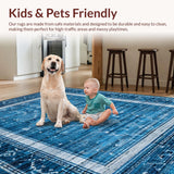 Ultra Soft Area Rug, Non Slip, Stain Resistant, Washable Area Rugs for Living Room, Bedroom, Elegant Bow Charm Rug Blue Themed Decorative Mat with Stylish Knot Design(Blue)