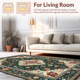 Ultra Soft Area Rug, Non Slip, Stain Resistant, Washable Area Rugs for Living Room, Bedroom, Elegant Spring Garden Aesthetic(Green)