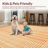 Ultra Soft Area Rug, Non Slip, Stain Resistant, Washable Area Rugs for Living Room, Bedroom, Dynamic Bold Linear Patterns(Orange)