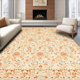 Ultra Soft Area Rug, Non Slip, Stain Resistant, Washable Area Rugs for Living Room, Bedroom, Rustic Geometric Leaf Motif(Beige)