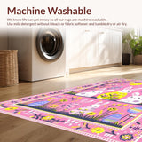 Ultra Soft Area Rug, Non Slip, Stain Resistant, Washable Area Rugs for Living Room, Bedroom, Lively Multicolored Easter Theme(Pink)