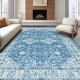 Ultra Soft Area Rug, Non Slip, Stain Resistant, Washable Area Rugs for Living Room, Bedroom, Dainty Scalloped Rug With Bow Detail Aesthetic Preppy Shower Carpet Non Slip(Blue)