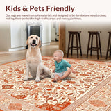 Ultra Soft Area Rug, Non Slip, Stain Resistant, Washable Area Rugs for Living Room, Bedroom, Boho Swirl Area(Orange)