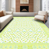 Ultra Soft Area Rug, Non Slip, Stain Resistant, Washable Area Rugs for Living Room, Bedroom, Subtle Earthy Floral Textured Arrangement(White)