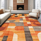 Ultra Soft Area Rug, Non Slip, Stain Resistant, Washable Area Rugs for Living Room, Bedroom, Vibrant Earthy Toned Composition(Orange)