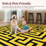 Ultra Soft Area Rug, Non Slip, Stain Resistant, Washable Area Rugs for Living Room, Bedroom, 3D Geometric Yoga Space Soft Washable Carpet(Gold)