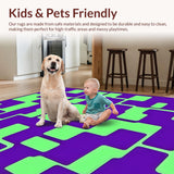 Ultra Soft Area Rug, Non Slip, Stain Resistant, Washable Area Rugs for Living Room, Bedroom, Whimsical Multicolored Symmetrical Pattern(Purple)