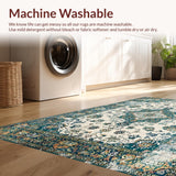 Ultra Soft Area Rug, Non Slip, Stain Resistant, Washable Area Rugs for Living Room, Bedroom, Sophisticated Sage Abstract Motif(Ivory)
