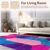 Ultra Soft Area Rug, Non Slip, Stain Resistant, Washable Area Rugs for Living Room, Bedroom, Modern Playful Organic Shapes(Pink)