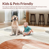 Ultra Soft Area Rug, Non Slip, Stain Resistant, Washable Area Rugs for Living Room, Bedroom, Round Floor Multi Circle Design Distressed Printed Area(Gray)