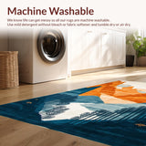 Ultra Soft Area Rug, Non Slip, Stain Resistant, Washable Area Rugs for Living Room, Bedroom, Lively Modern Abstract Composition(Orange)