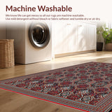 Ultra Soft Area Rug, Non Slip, Stain Resistant, Washable Area Rugs for Living Room, Bedroom, Rustic Octagonal Textured Design(Red)