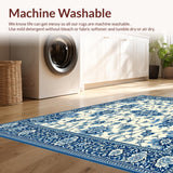 Ultra Soft Area Rug, Non Slip, Stain Resistant, Washable Area Rugs for Living Room, Bedroom, Modern Area with Unique Blue and Beige Floral for All Seasons(Beige)