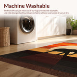Ultra Soft Area Rug, Non Slip, Stain Resistant, Washable Area Rugs for Living Room, Bedroom, Minimalist Abstract Fauna Illustration(Orange)