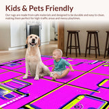 Ultra Soft Area Rug, Non Slip, Stain Resistant, Washable Area Rugs for Living Room, Bedroom, Eclectic Multicolored Graphic Arrangement(Purple)