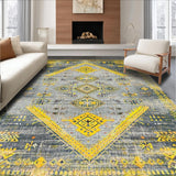 Ultra Soft Area Rug, Non Slip, Stain Resistant, Washable Area Rugs for Living Room, Bedroom, Modern Abstract Yellow Tones(Gray)