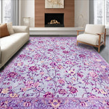 Ultra Soft Area Rug, Non Slip, Stain Resistant, Washable Area Rugs for Living Room, Bedroom, Charming Purple Floral Elegance(Purple)