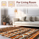 Ultra Soft Area Rug, Non Slip, Stain Resistant, Washable Area Rugs for Living Room, Bedroom, Eclectic Warm Toned Medallion Look(Orange)