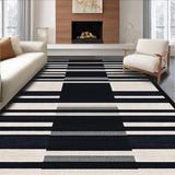 Ultra Soft Area Rug, Non Slip, Stain Resistant, Washable Area Rugs for Living Room, Bedroom, Coastal Black And White Rug: Front Door Striped Welcome Mat(Black)